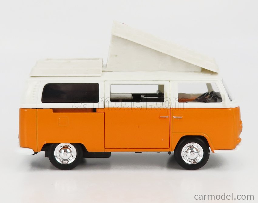 Maisto Modèle de voiture VW Bus Samba à l'échelle 1/25, portes et hayon à ouvrir, 20 cm, couleur expédiée au hasard, Rouge / Blanc