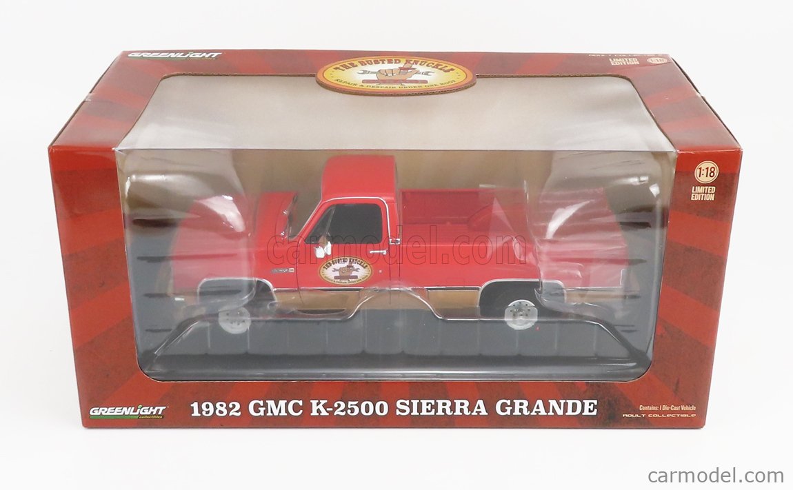 GMC K2500 Sierra Grande 1967 – Miniature Greenlight 1/18 – Rouge, Ouvrable, Busted Knuckle