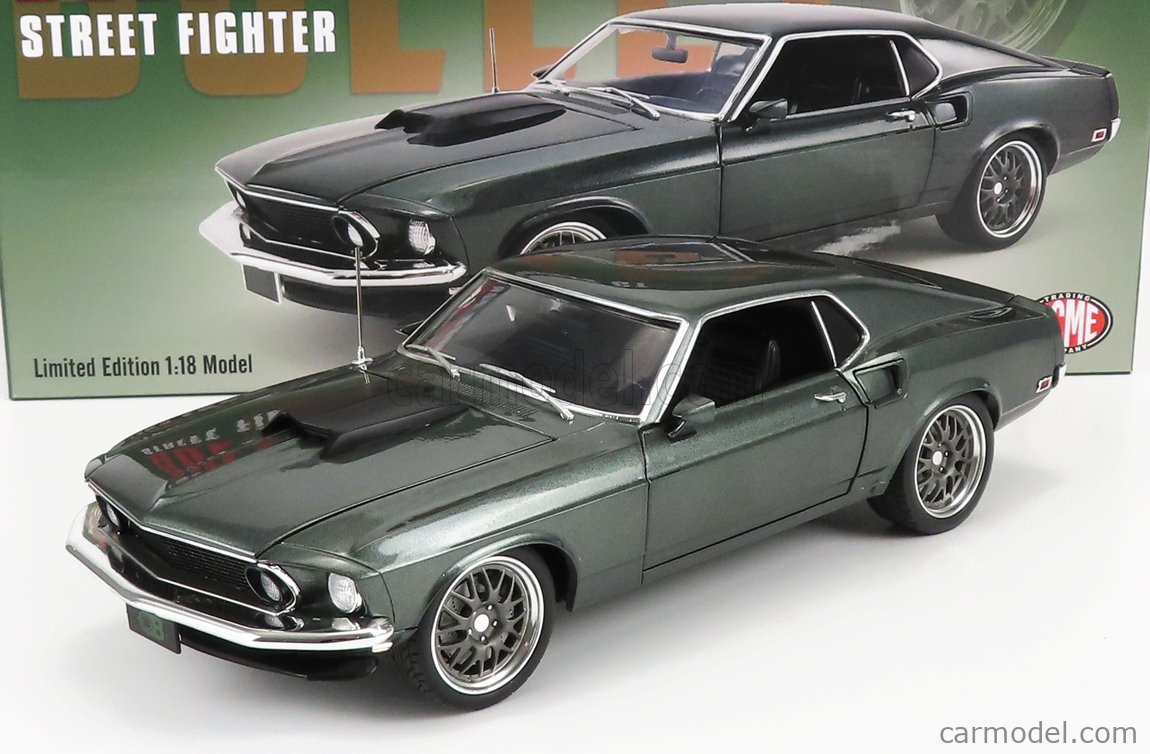 ACME-MODELS A1801847 Scale 1/18  FORD USA MUSTANG GT BULLET STREET FIGHTER COUPE 1969 GREEN MET