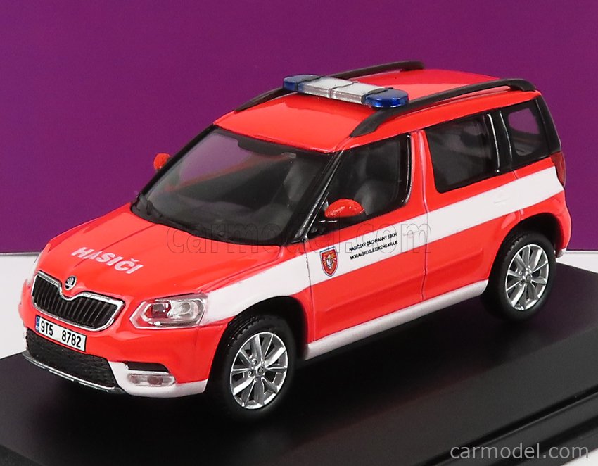 ABREX 143AB-031XL2 Scale 1/43  SKODA YETI SUV FACELIFT (RESTYLING) HASICI FIRE ENGINE 2013 RED FLUO WHITE