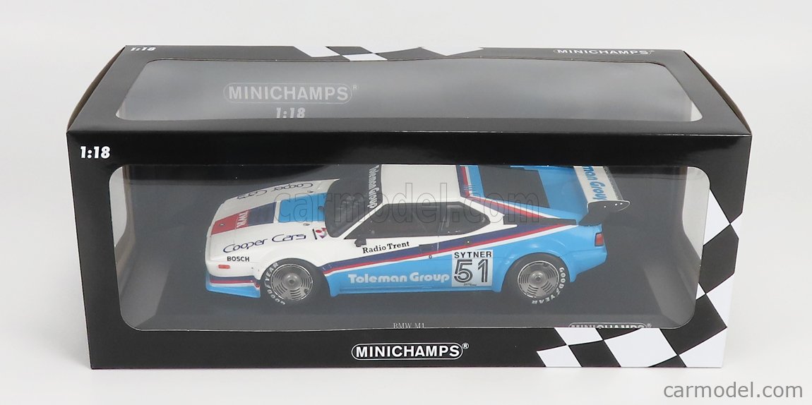 MINICHAMPS 155792951 Scale 1/18  BMW M1 M88 3.5L TEAM TOLEMAN GROUP MOTORSPORT PROCAR SERIES SEASON 1979 F.SYTNER WHITE LIGHT BLUE