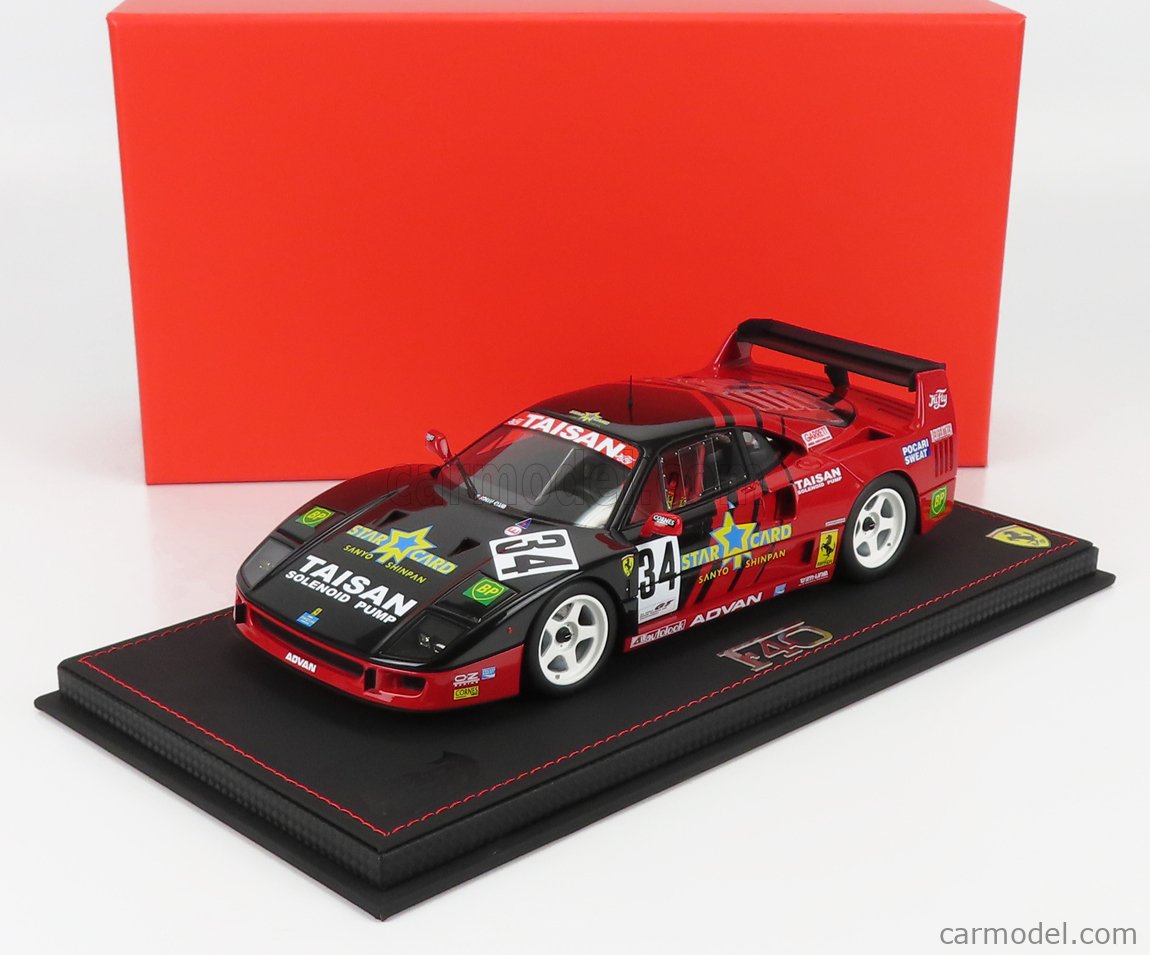 BBR-MODELS P18139D-VET Scale 1/18 | FERRARI F40 LM 3.0L TURBO V8 TEAM  TAISAN ADVAN N 34 JGCT CHAMPIONSHIP 1995 - CON VETRINA - WITH SHOWCASE RED  BLACK