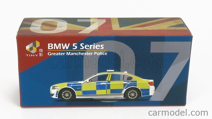 TINY TOYS ATC64308 Echelle 1/64  BMW 5-SERIES (F10) MANCHESTER POLICE UK 2010 WHITE YELLOW BLUE