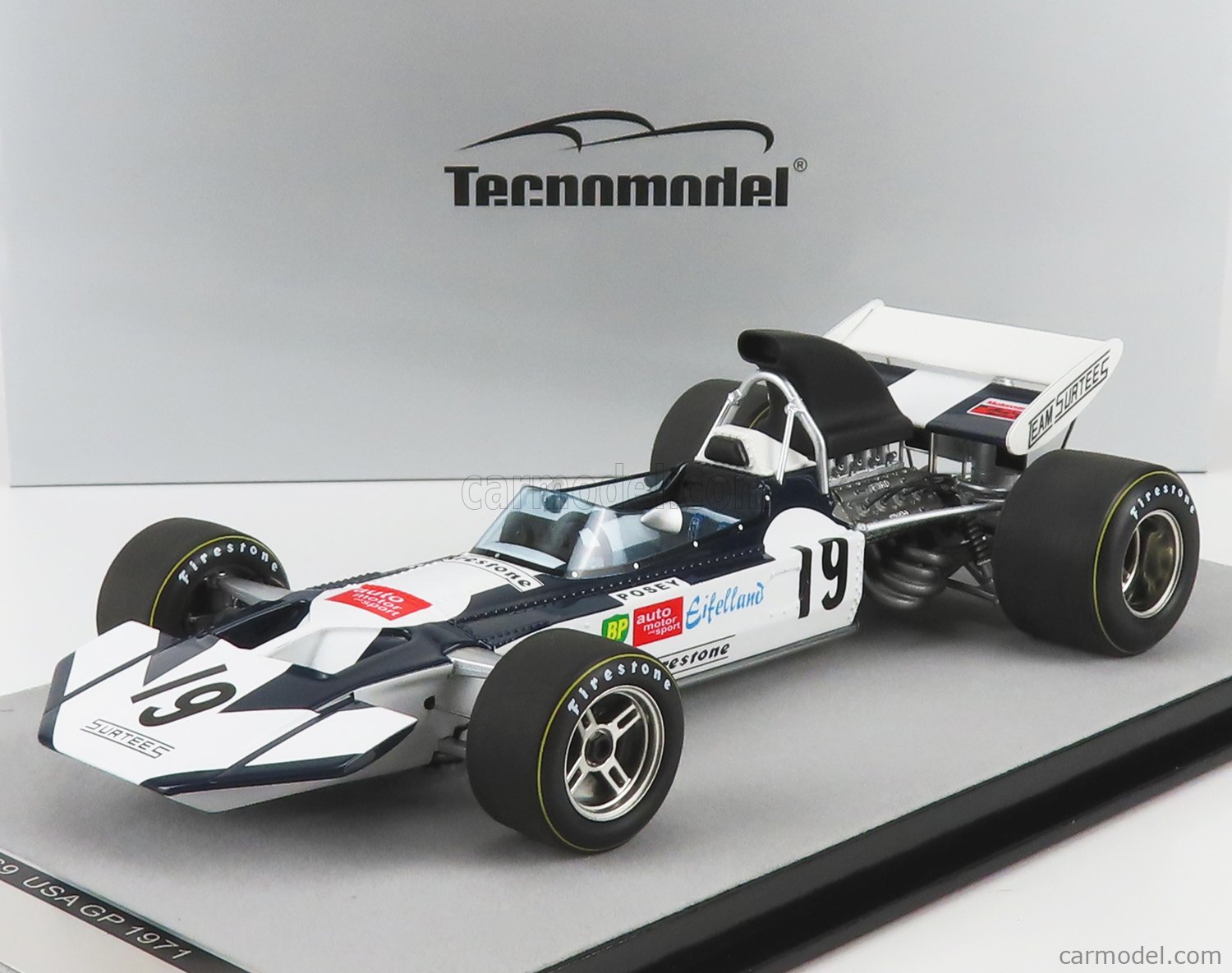 TECNOMODEL TM18-259B Scale 1/18  SURTEES F1  TS9 N 19 USA GP 1971 S.POSEY WHITE BLACK
