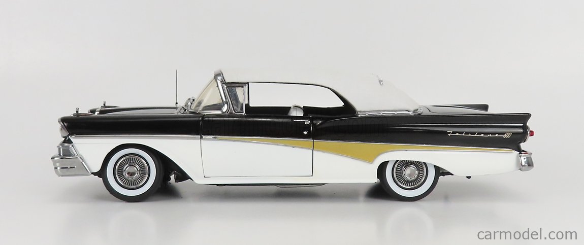 SUN-STAR 05286 Echelle 1/18  FORD USA FAIRLANE 500 CABRIOLET HARD-TOP CLOSED 1958 WHITE BLACK