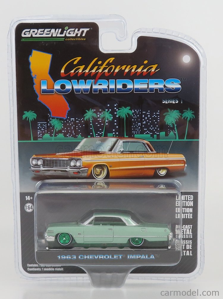 GREENLIGHT 63010B-GRE Scale 1/64 | CHEVROLET IMPALA 1963 - GREEN WHEELS ...