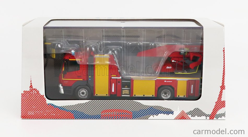 ODEON ODEON067 Scale 1/43  MERCEDES BENZ ATEGO 16.27 EPC L32 A-XS TRUCK SCALA CESTELLO FEUERWEHR 2018 RED YELLOW