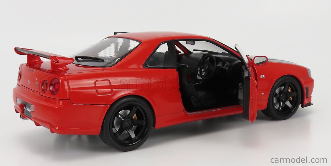 SOLIDO 1804305 Scale 1/18  NISSAN SKYLINE GT-R (R34) 1999 ACTIVE RED BLACK