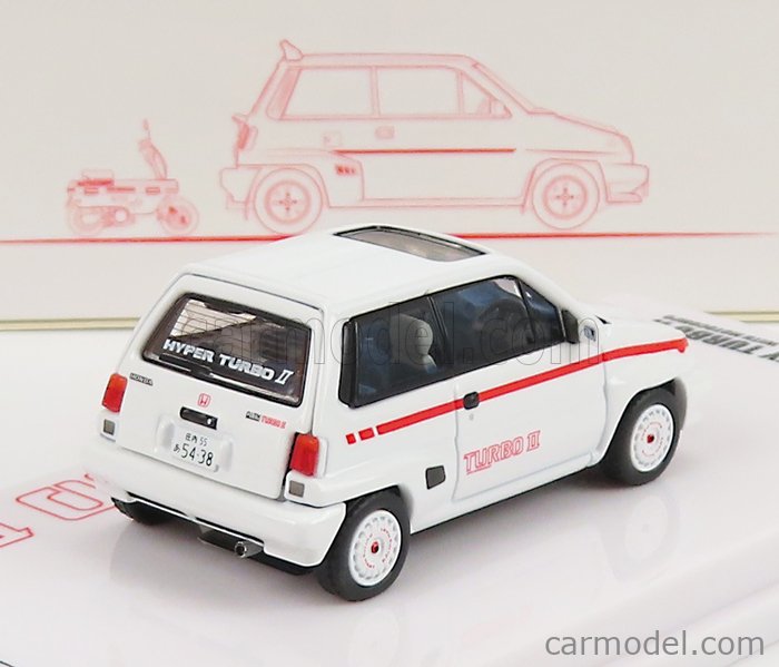 INNO-MODELS IN64CITYII-WHIMV Escala 1/64  HONDA CITY TURBO II 1984 WITH MOTOCOMPO - MOTORCYCLE WHITE RED