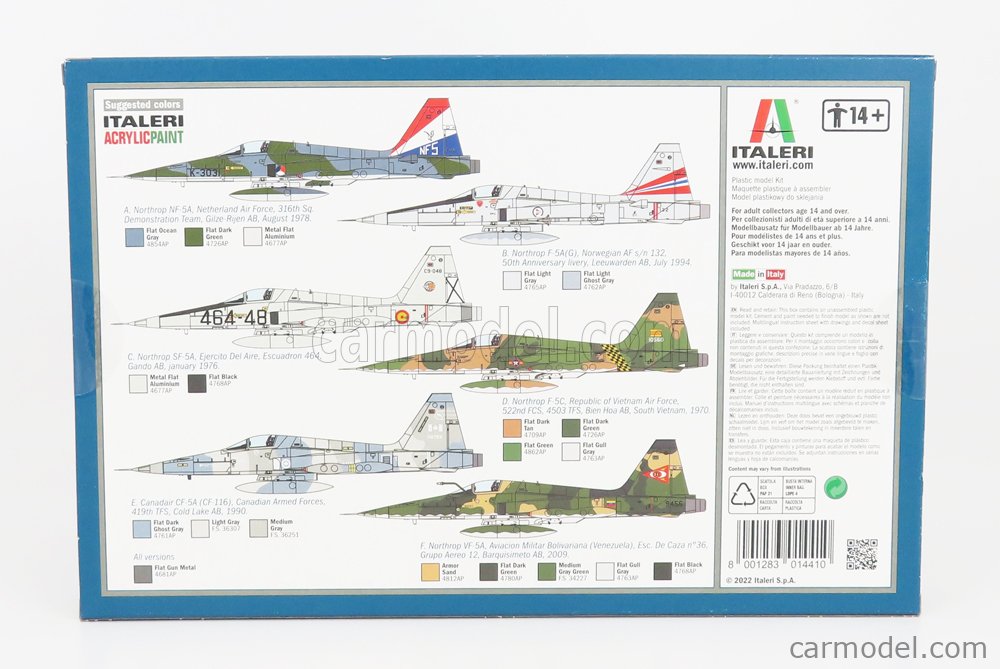 Italeri F-5A Freedom Fighter 1:72 – Maquette Plastique à Monter, 6 Décalcos, Fabriqué En Italie