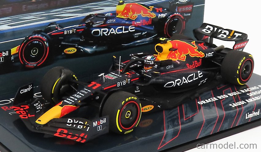 MINICHAMPS 447220111 Scale 1/43 | RED BULL F1 RB18 TEAM ORACLE RED BULL  RACING N 11 POLE POSITION SAUDI ARABIAN GP 2022 SERGIO PEREZ MATT BLUE  YELLOW RED