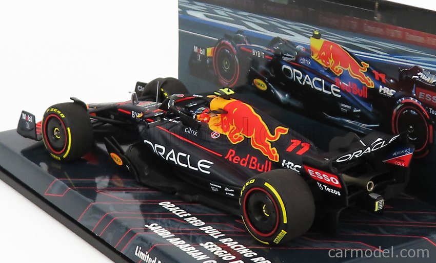 MINICHAMPS 447220111 Scale 1/43 | RED BULL F1 RB18 TEAM ORACLE RED BULL  RACING N 11 POLE POSITION SAUDI ARABIAN GP 2022 SERGIO PEREZ MATT BLUE  YELLOW RED