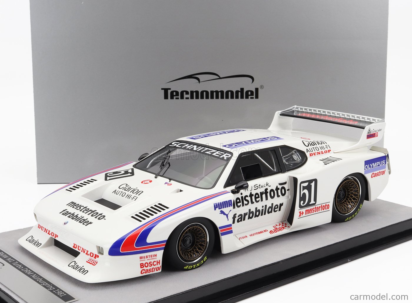 TECNOMODEL TM18-173D Масштаб 1/18 | BMW M1 TURBO TEAM SCHNITZER N 51 DRM  NURBURGRING 1981 HANS JOACHIM STUCK WHITE BLUE RED