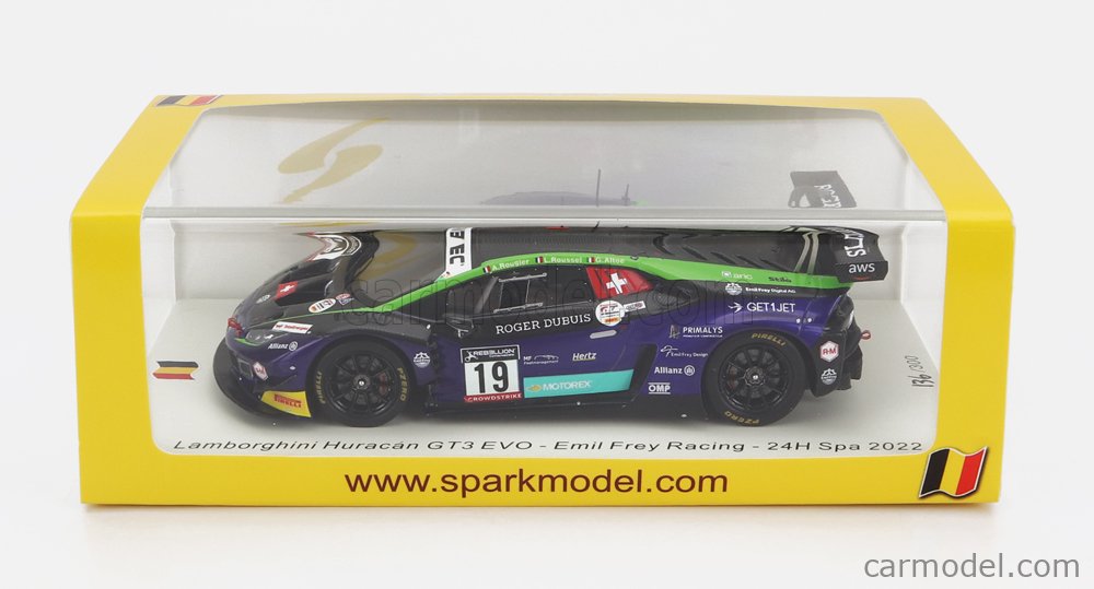 Spark 1:18 Lamborghini Huracan GT3 Evo #19 24h Spa 2022 Emil Frey Racing 18SB059 modèle voiture Spark 1:18 Lamborghini Huracan GT3 Evo #19 24h Spa 2022 Emil Frey Racing 18SB059 modèle voiture