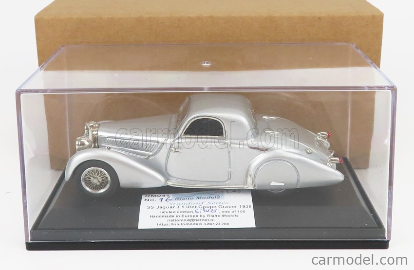 RIALTO-MODELS RM041-SILVER Scale 1/43  JAGUAR SS 3.5 LITER COUPE BY GRABER 1938 SILVER