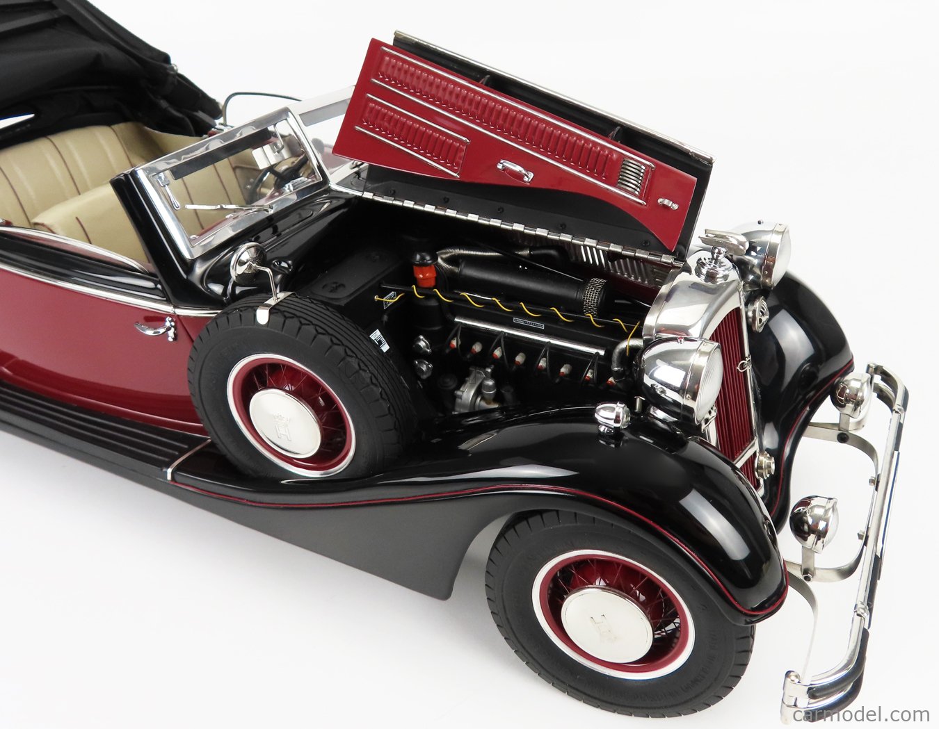 CMC M010 Echelle 1/12 | HORCH 853 CABRIOLET SOFT-TOP 1937 RED BLACK