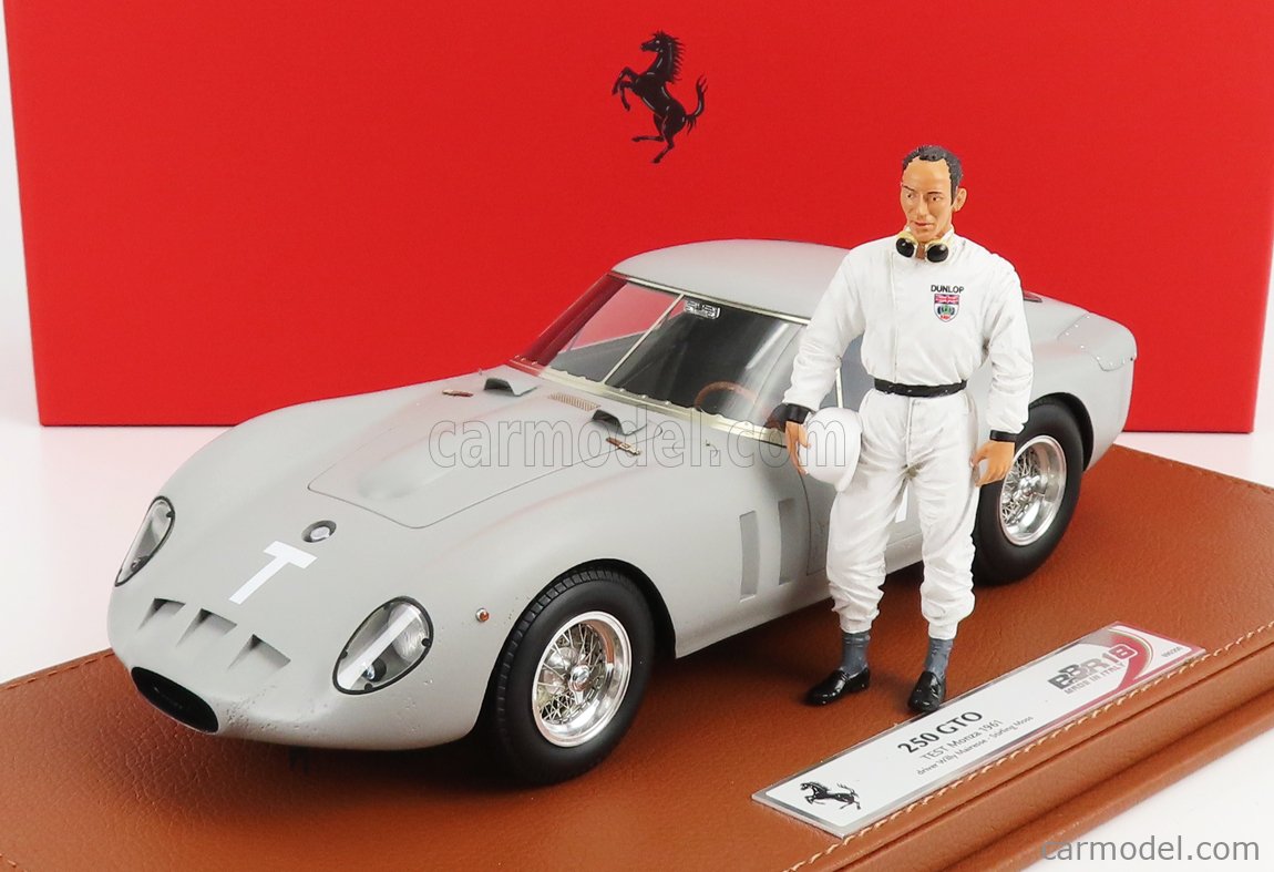 FERRARI - 250 GTO COUPE SPERIMENTALE PROTOTYPE TEST MONZA 1961 WITH  STIRLING MOSS DRIVER FIGURE - CON VETRINA - WITH SHOWCASE