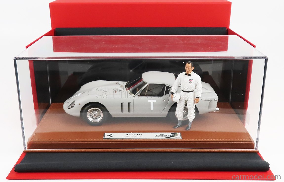 FERRARI - 250 GTO COUPE SPERIMENTALE PROTOTYPE TEST MONZA 1961 WITH  STIRLING MOSS DRIVER FIGURE - CON VETRINA - WITH SHOWCASE