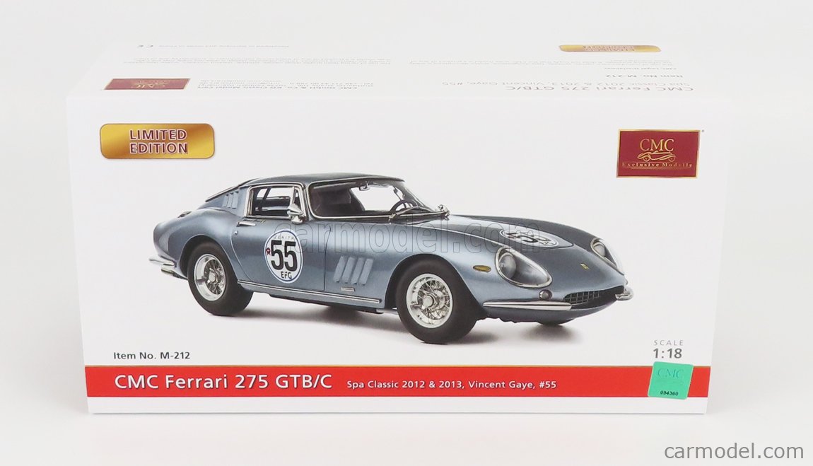 Modèle Réduit Ferrari 275 GTB/C 1966 échelle 1:18 CMC - Bleu Clair Métallisé, Neuf