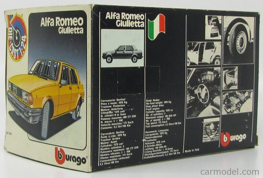 BURAGO 0164 Scale 1/24 | ALFA ROMEO GIULIETTA BLUETTE