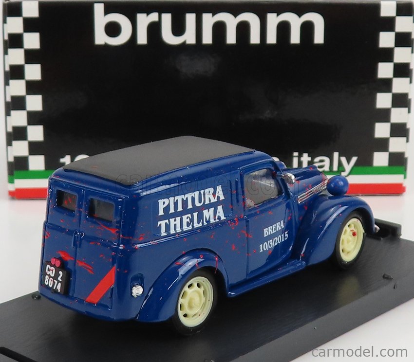 BRUMM PROM 160582 Masstab: 1/43  FIAT 1100 FURGONE VAN 1947 - THELMA SCOTT BRERA LAUREA IN PITTURA E ARTI VISIVE BLUE