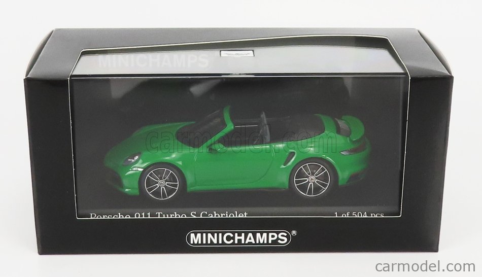 Minichamps Porsche 911 (992) Turbo S Cabriolet 1/43-Vert Voiture Miniature  de Collection, 410069482, Green