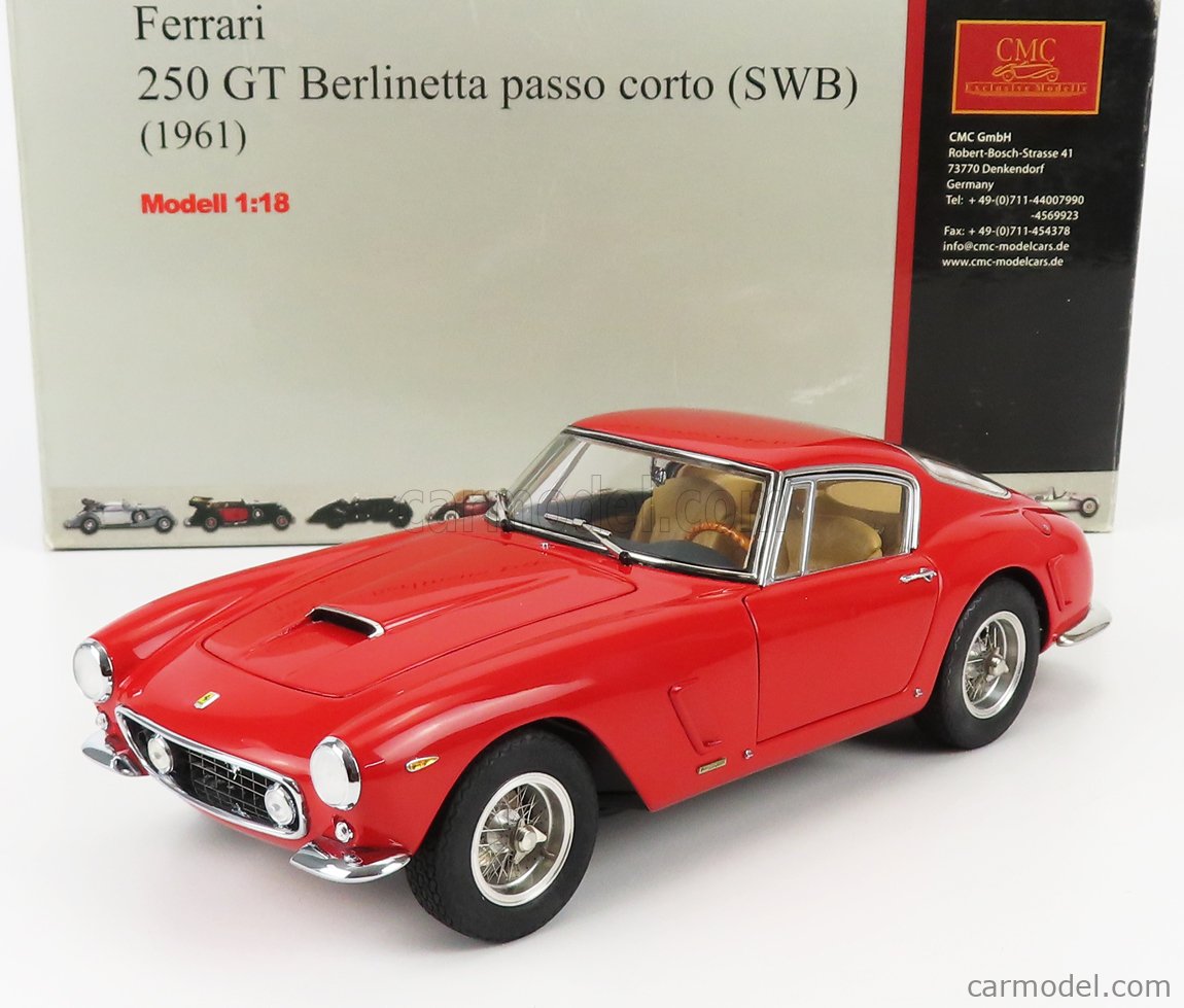 Escala CMC M046 1/18 FERRARI 250 GT SWB BERLINETTA COUPE 1961 VERMELHO