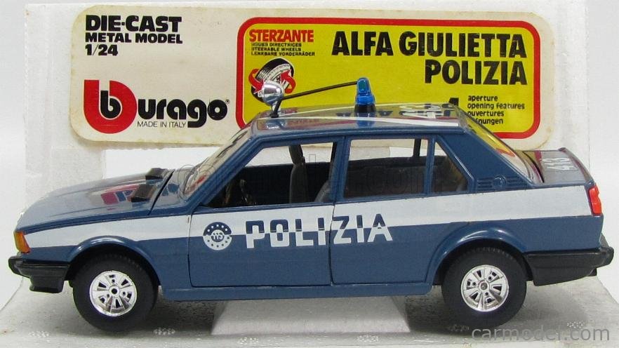 BURAGO 0176 Scale 1/24 | ALFA ROMEO GIULIETTA POLIZIA (POLICE) BLUE