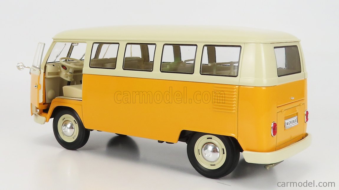 Volkswagen Type 2 (T1) ミニカー イエロー VW T1 (Type 2) Bus 1/32 Scale Diecast & Plastic Model - Black