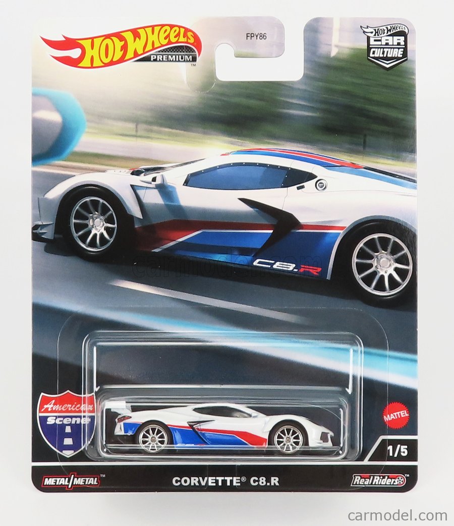 Mattel Hot Wheels Hck03 Scale 164 Chevrolet Corvette C8r 2020 White Blue Red 5934