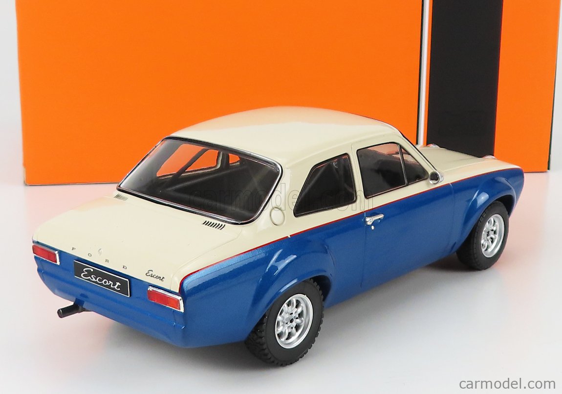 IXO 1/18 Ford Escort MK1 RS1600 1974 Bleue/blanche - Miniature Voiture Diecast Neuve