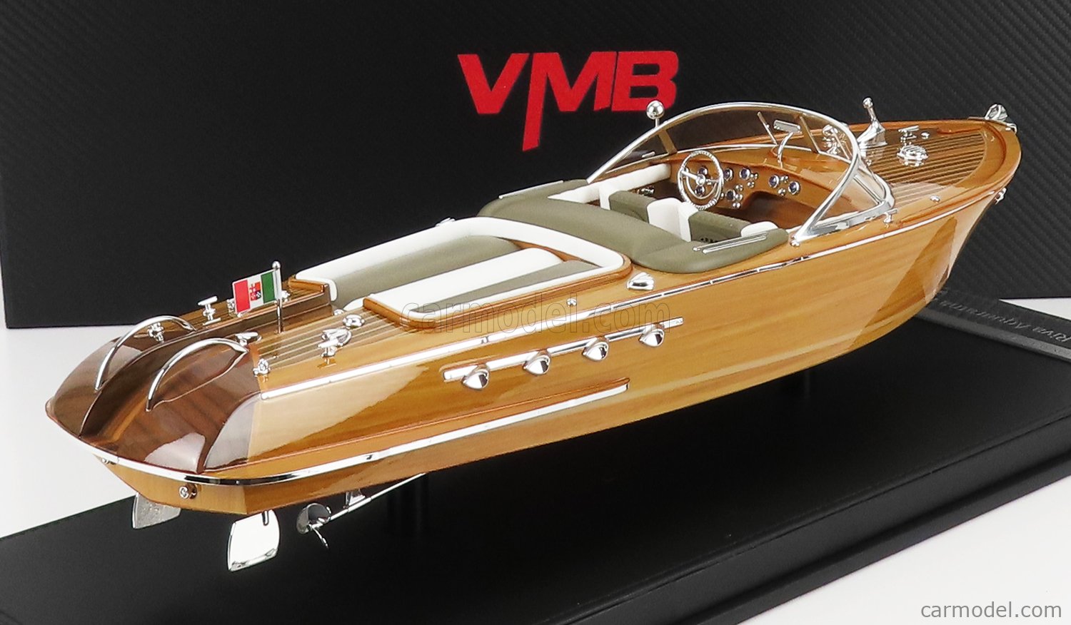 VMB-MODELS VMBR18001 Scale 1/18  RIVA AQUARAMA MOTOSCAFO BOAT 1962 - LAMBORGHINI - CON VETRINA - WITH SHOWCASE - CM. 47.0 X CM. 13.5 WOOD
