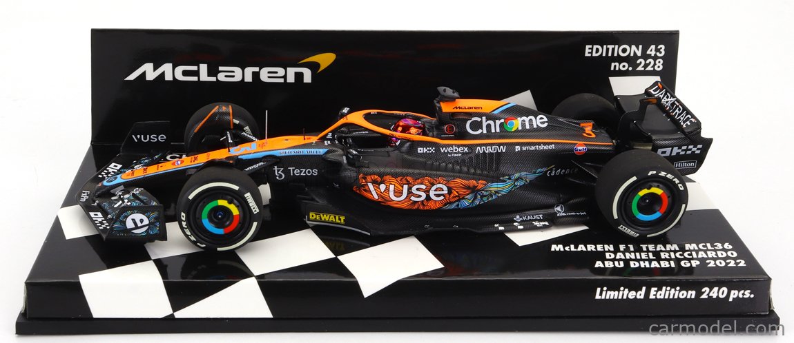 Modèle Miniature F1 McLaren MCL36 Daniel Ricciardo GP Australie 2022 - Échelle 1:43 - Édition Limitée 222 Pièces - Minichamps
