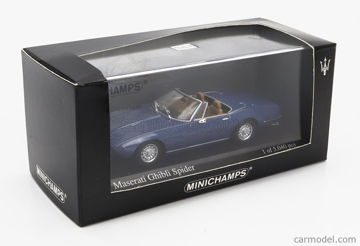 Miniature Maserati Ghibli Spider 1969 Minichamps 1:43 - Bleu | En Boîte | État Neuf