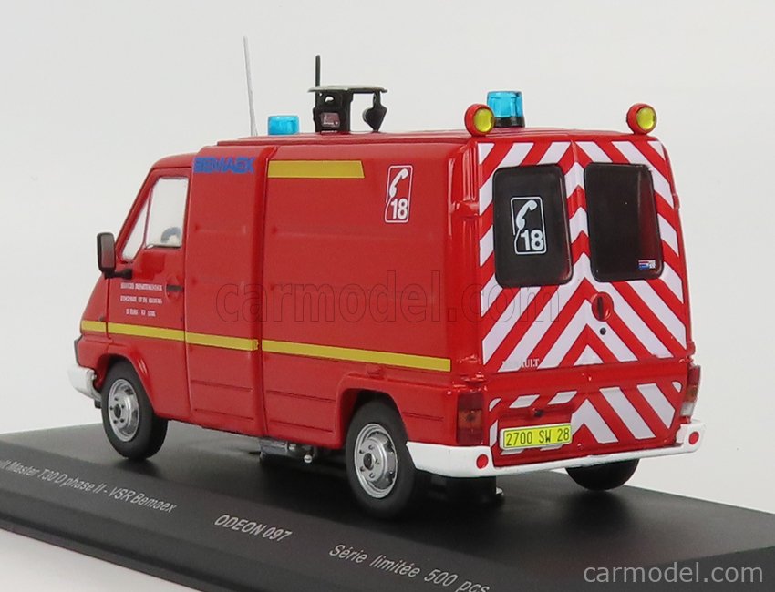 Miniature Odeon 1/43 - Renault Master T30 VTU Villiers Pompiers - Réf 101 NBO