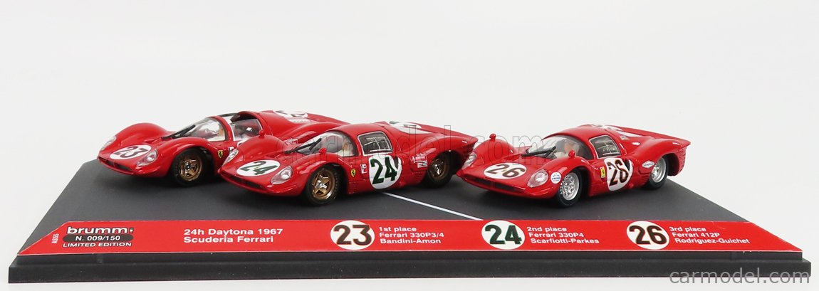 Ferrari 330 P4 #23 Daytona 1967 (Bandini/Amon) - Modellino Bburago 1:24 Die-Cat Rosso