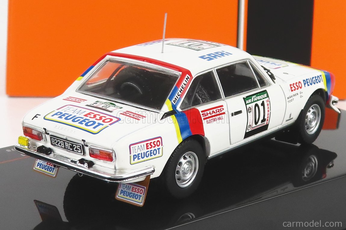 IXO-MODELS RAC417B.22 Scala 1/43  PEUGEOT 504 COUPE V6 (night version) N 01 2nd RALLY COTE D'IVOIRE 1978 T.MAKINEN - J.TODT WHITE RED BLUE