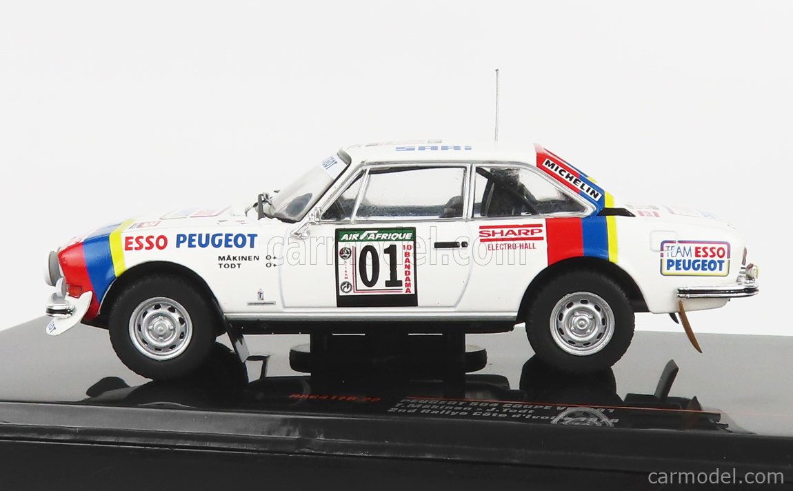 IXO-MODELS RAC417B.22 Masstab: 1/43  PEUGEOT 504 COUPE V6 (night version) N 01 2nd RALLY COTE D'IVOIRE 1978 T.MAKINEN - J.TODT WHITE RED BLUE