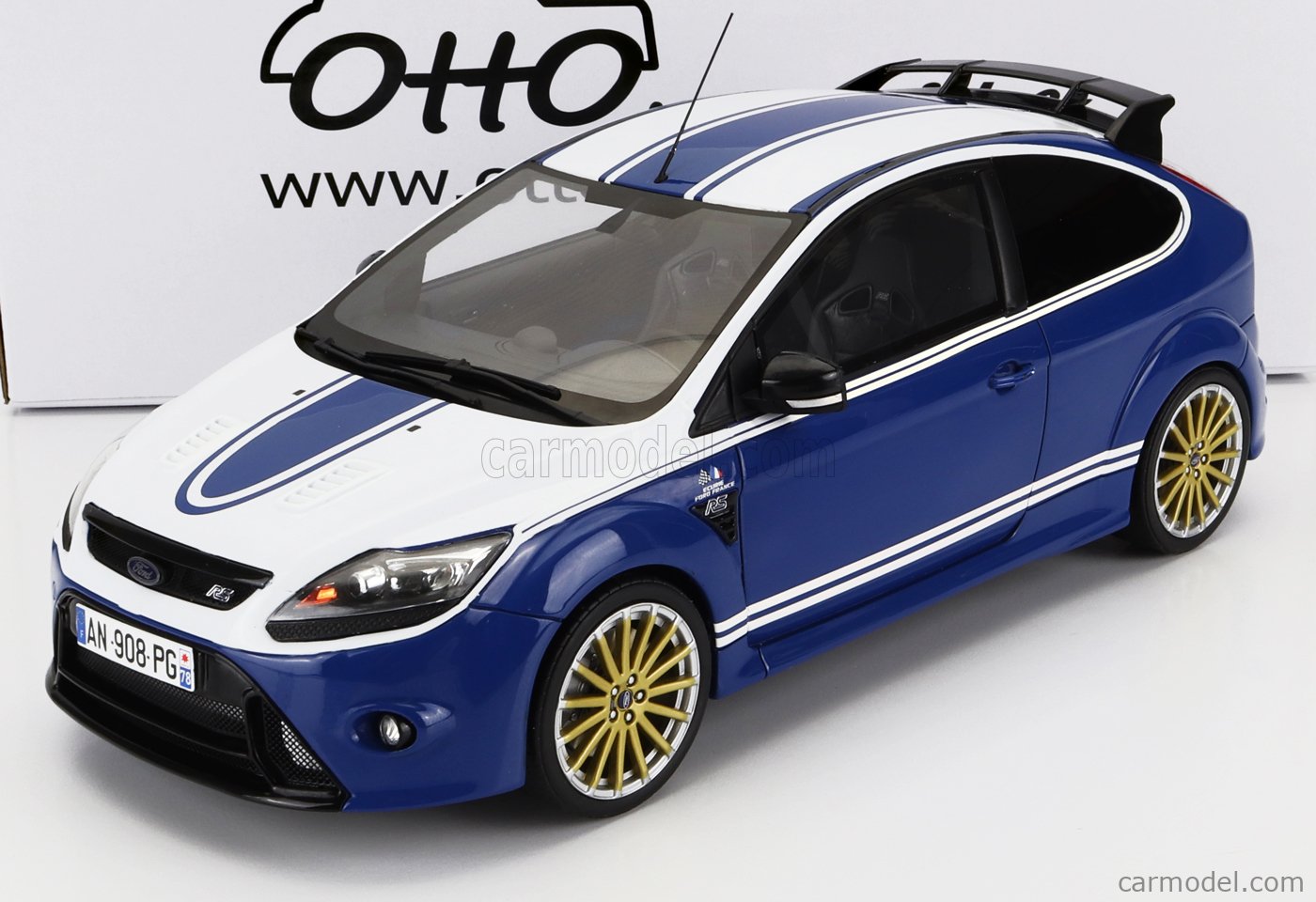 OTTO-MOBILE OT1010 Scale 1/18  FORD ENGLAND FOCUS RS MKII 2010 - 24h LE  MANS TRIBUTE BLUE WHITE