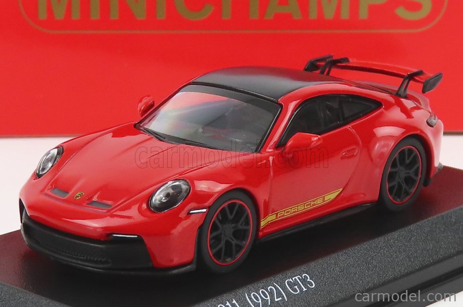 MINICHAMPS 643061010 Scale 1/64 | PORSCHE 911 992 GT3 COUPE 2021 RED BLACK