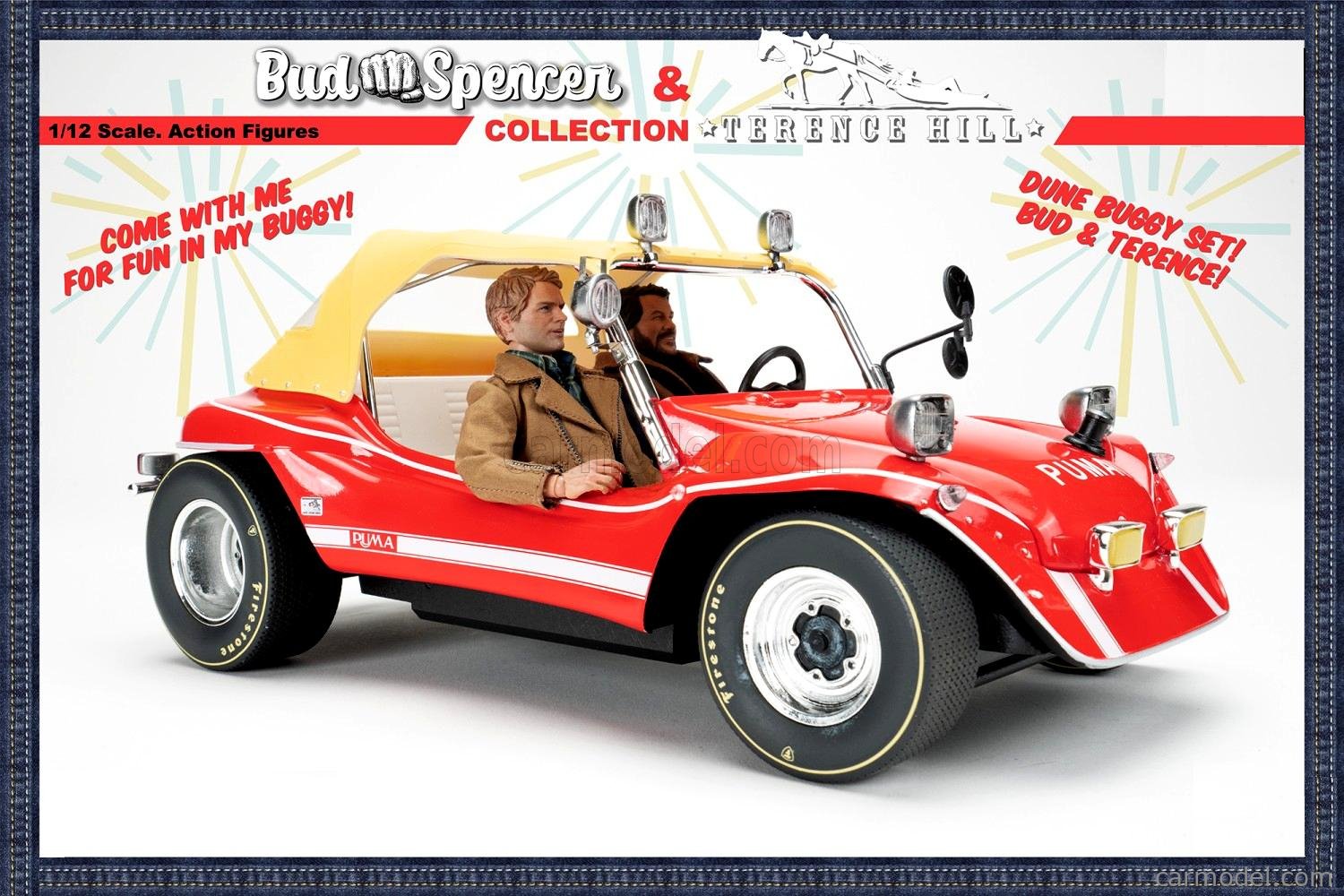CLC-MODELS 90025+90020+90018 Masstab: 1/12  PUMA DUNE BUGGY 1972 - WITH BUD SPENCER AND TERENCE HILL ACTION FIGURES - TV SERIES - ALTRIMENTI CI ARRABBIAMO RED