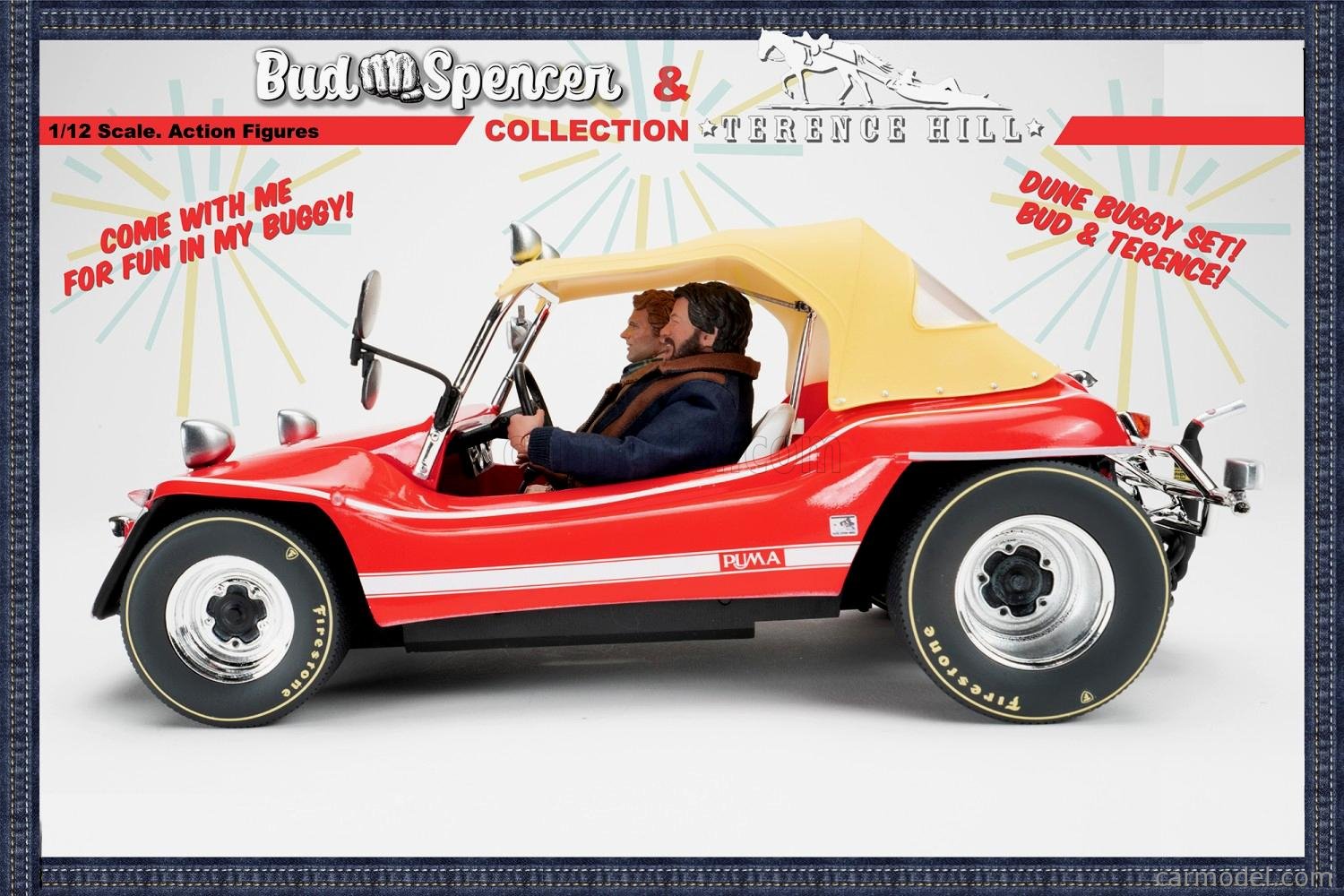 CLC-MODELS 90025+90020+90018 Scale 1/12  PUMA DUNE BUGGY 1972 - WITH BUD SPENCER AND TERENCE HILL ACTION FIGURES - TV SERIES - ALTRIMENTI CI ARRABBIAMO RED