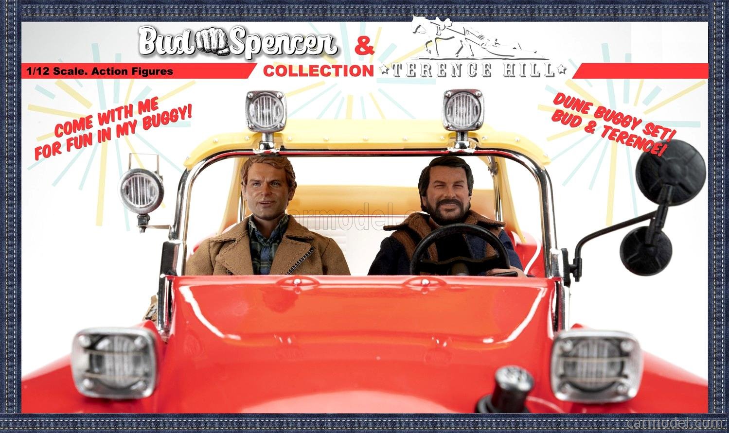 CLC-MODELS 90025+90020+90018 Echelle 1/12  PUMA DUNE BUGGY 1972 - WITH BUD SPENCER AND TERENCE HILL ACTION FIGURES - TV SERIES - ALTRIMENTI CI ARRABBIAMO RED