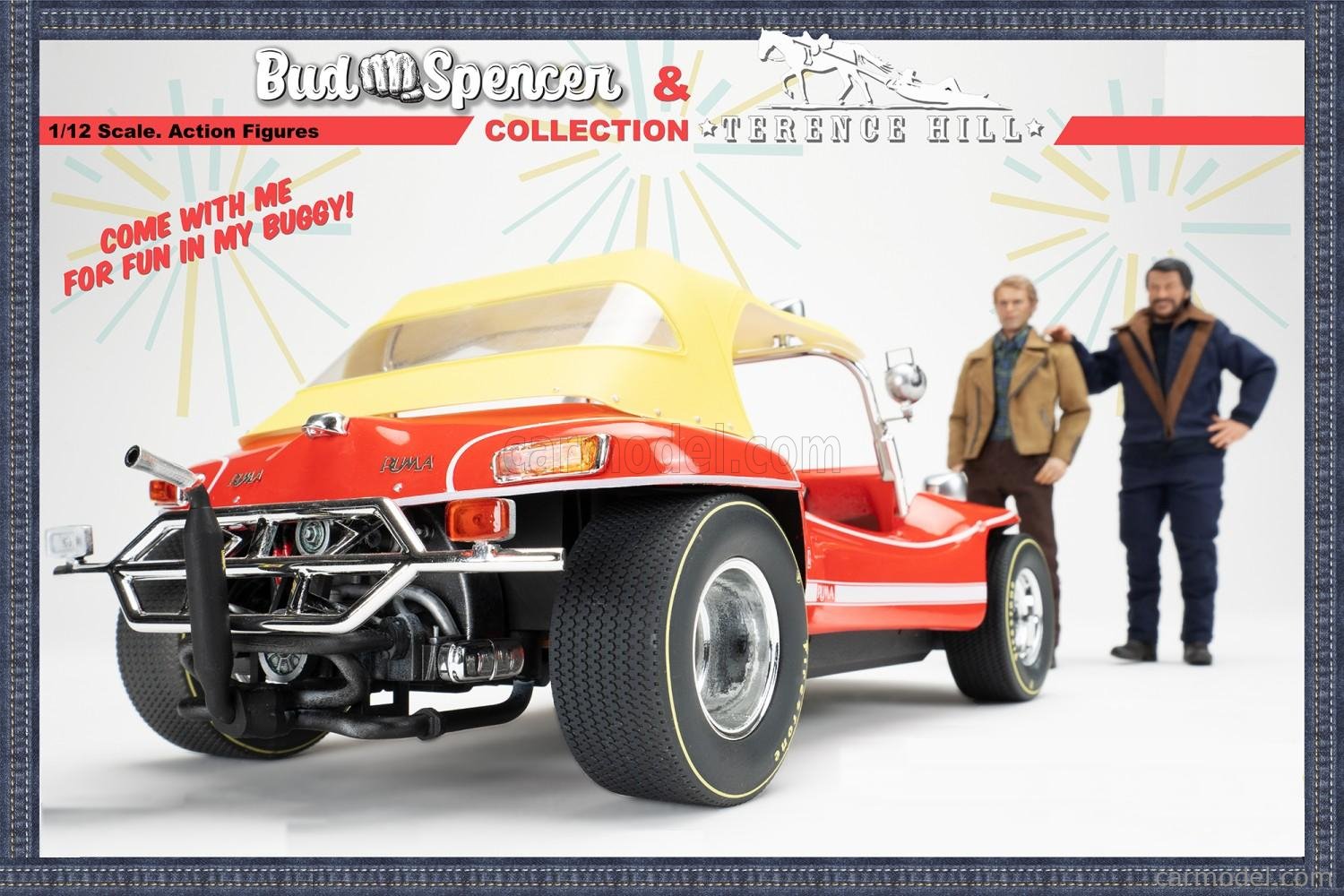CLC-MODELS 90025+90020+90018 Масштаб 1/12  PUMA DUNE BUGGY 1972 - WITH BUD SPENCER AND TERENCE HILL ACTION FIGURES - TV SERIES - ALTRIMENTI CI ARRABBIAMO RED