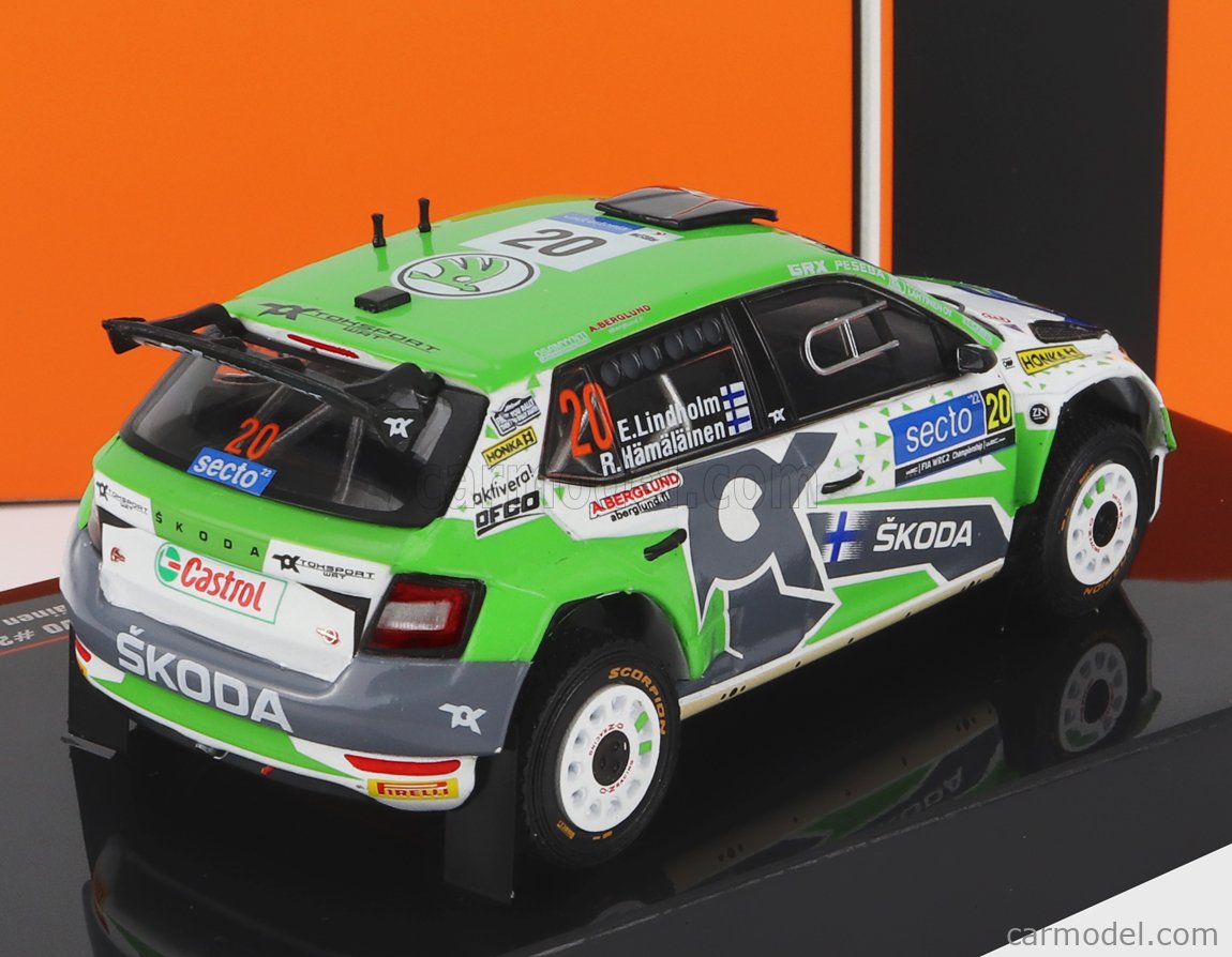 Skoda Fabia Rally2 Evo 23 Rallye de Finlande 2022 Asunmaa - Mannisenmaki IXO RAM867BLQ - Miniatures Autos Motos