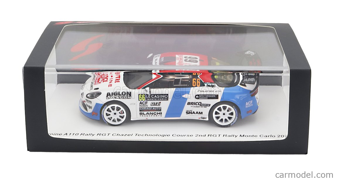 Spark 1/43 Alpine A110 Rally RGT N°66 - Monte-Carlo 2023, 2ème RGT, Miniature Neuve