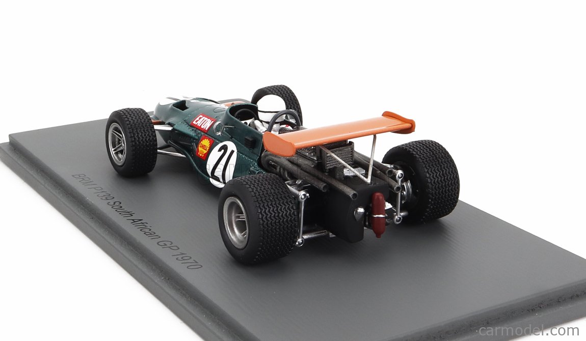 Modèle Réduit 1:43 Spark – BRM F1 #14 Aux Essais GP Allemagne 1969 – Pilotée Par J.Surtees, Livrée Vert/orange