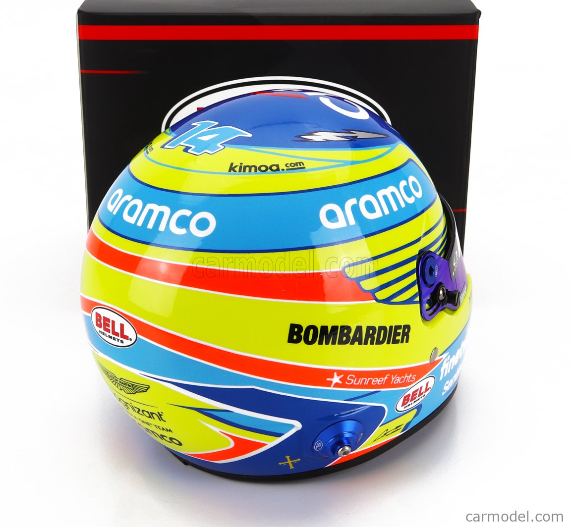 MINI HELMET 4100224 Masstab 1/2 BELL HELMET F1 CASCO HELMET ASTON MARTIN AMR23 TEAM ARAMCO