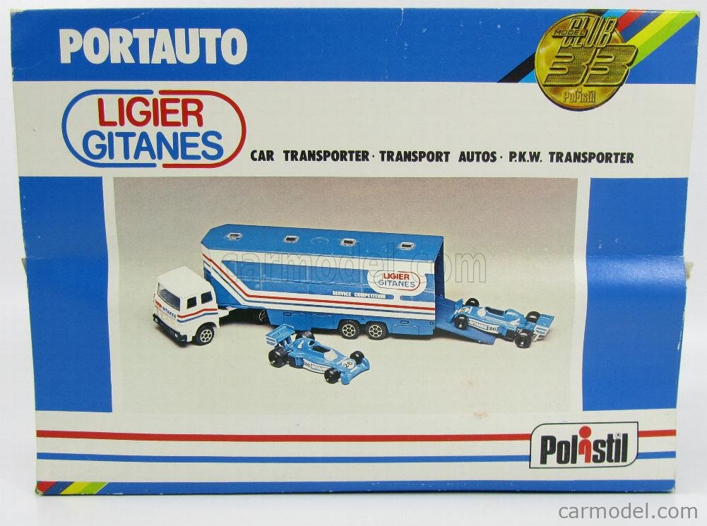 LIGIER - TRUCK FIAT + 2 LIGIER GITANES F1 CARS - CAR TRANSPORTER PORTAUTO