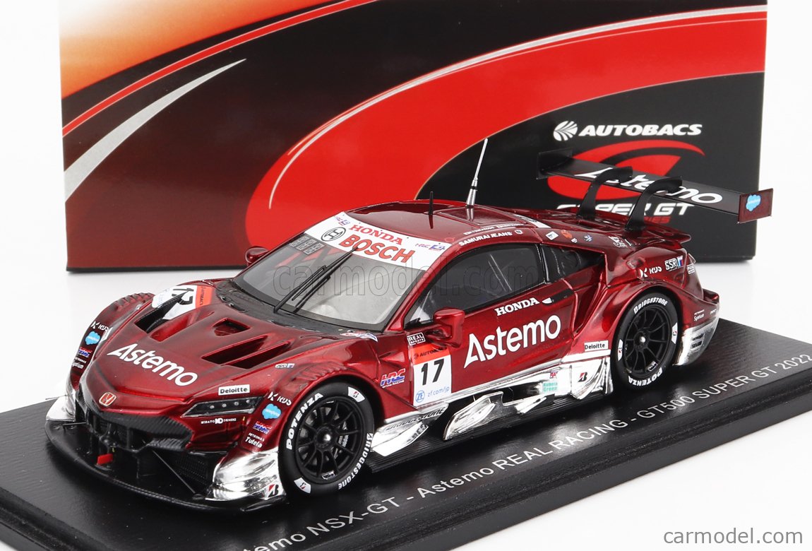 SPARK-MODEL SGT026 Масштаб 1/43 | HONDA NSX-GT TEAM ASTEMO REAL RACING N 17  GT500 CLASS SUPER GT 2022 K.TSUKAKOSHI - N.MATSUSHITA RED MET